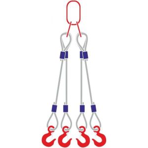 Строп канатный 4СК, с 4 крюками 1,25Т x 1,2М